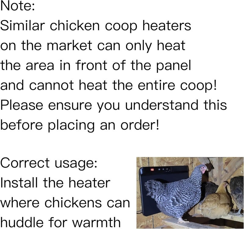HOPOCO Smart Chicken Coop Heater with Efficient Thermostat, Compatible with Timers & Temp Controllers, 200W Safe Inside Radiant Flat Panel Warmer, Remote-Adjustable for Pets & Animals in Winter - Image 2